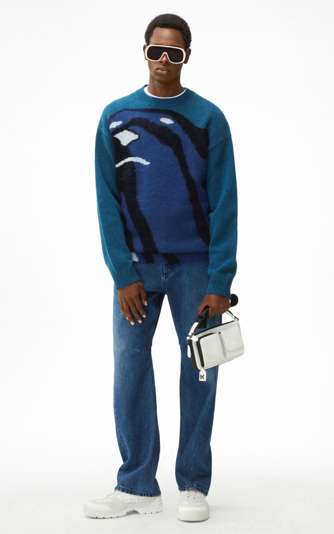 Pull Kenzo The Hiver Capsule Polar Bear oversize Homme Bleu | OFRD-10256